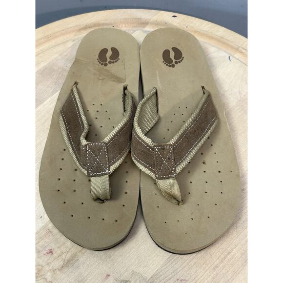 Hang Ten Flip Flops Thong Sandals Mens 9 Brown Slip On Rubber Soles - Picture 3 of 6